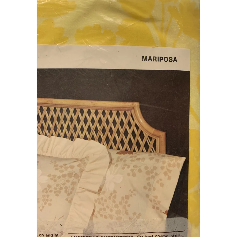 Vtg Springmaid No Iron Percale Double Full Fitted Sheet Yellow Butterfly NEW NOS